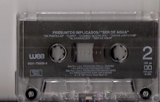 Casetes antiguos: Ser de Agua. Presuntos Implicados. Cassette. - Foto 3