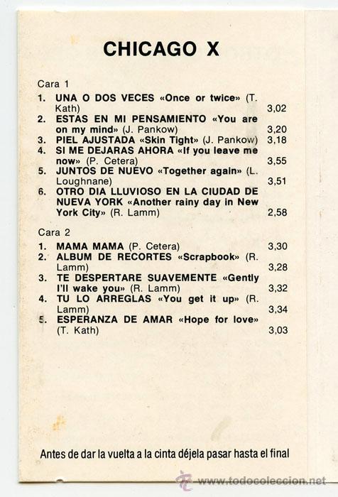 Casetes antiguos: CASETE - CHICAGO - CHICAGO X - CBS - 1976 - Foto 2