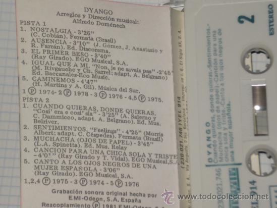 Casetes antiguos: CASETE - DYANGO . A&Ntilde;O 1981 . - Foto 2