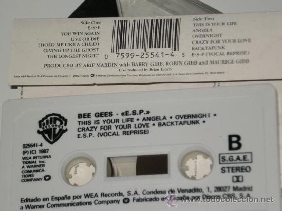 Casetes antiguos: CASETE . BEE GEES - E.S.P . A&Ntilde;O 1987 - Foto 2