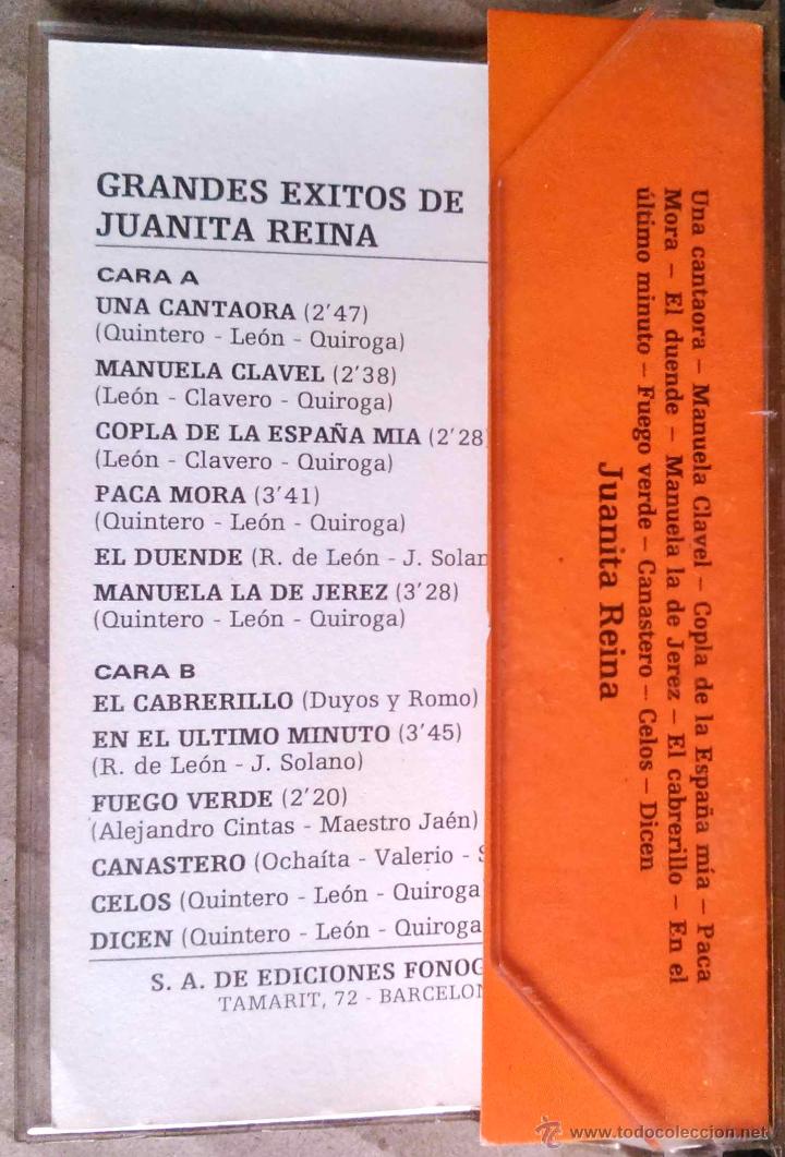 Casetes antiguos: JUANITA REINA, &Eacute;XITOS DE - CASETE - Foto 2