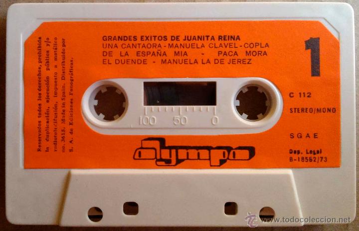 Casetes antiguos: JUANITA REINA, &Eacute;XITOS DE - CASETE - Foto 3