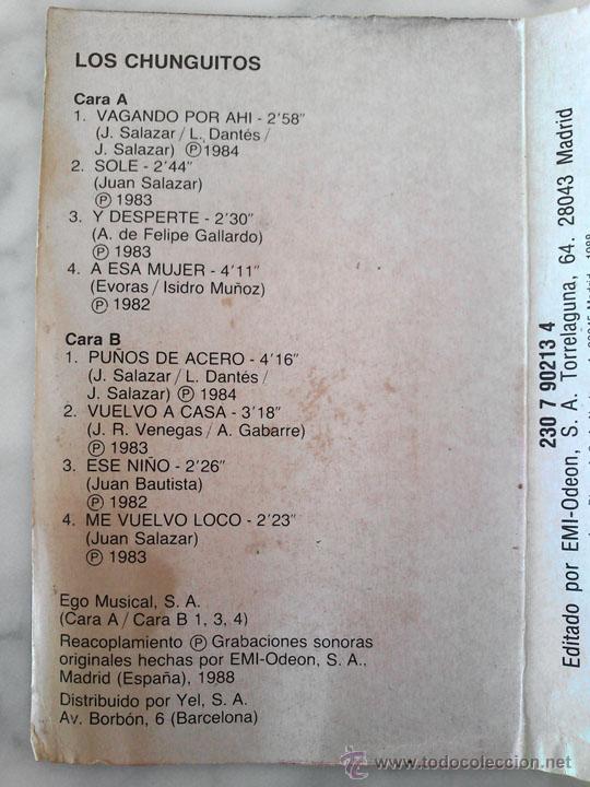 Casetes antiguos: CASETE - LOS CHUNGUITOS - GRANDES EXITOS - AMALGAMA - 1988 - Foto 2