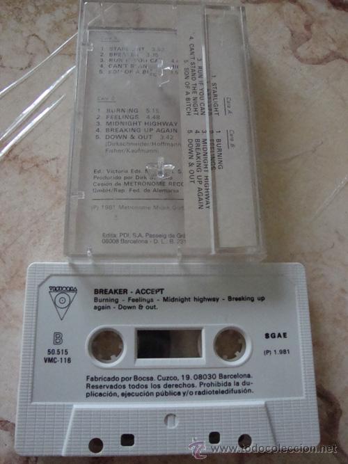 Casetes antiguos: ACCEPT - BREAKER - CASETTE - Foto 2