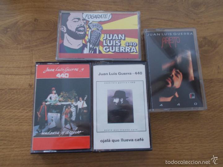 Cassetes antigas: LOTE DE 4 CASETES JUAN LUIS GUERRA 440.FOGARATE.MUDANZA Y ACARREO.OJAL&Aacute; QUE LLUEVA CAF&Eacute;.AREITO