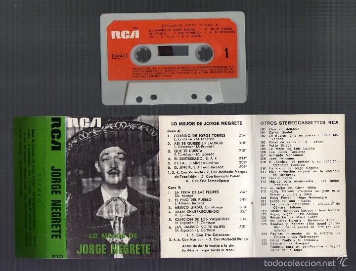 Casetes antiguos: CASSETTE: LO MEJOR DE JORGE NEGRETE &middot; Rca, 1969 - Foto 3