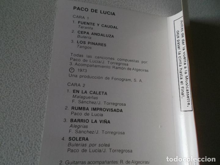 Casetes antiguos: PACO DE LUCIA - SMASH STEREO 1981 - Foto 3