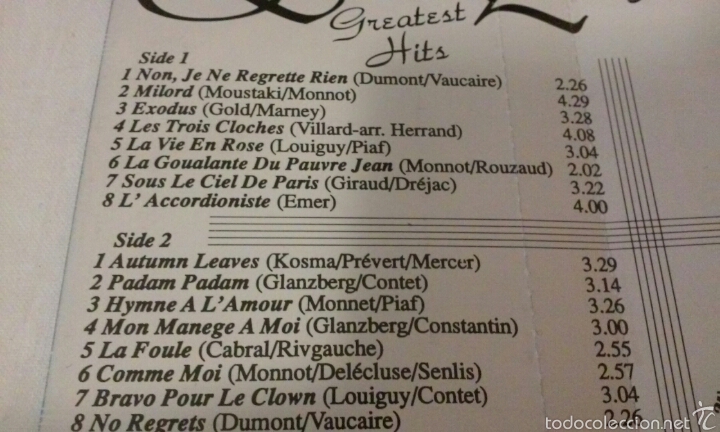 Casetes antiguos: EDITH PIAF -GREATEST HITS- CASSETTE RARA - Foto 8