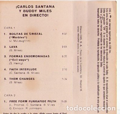 Casetes antiguos: CARLOS SANTANA & BUDDY MILES - Foto 2
