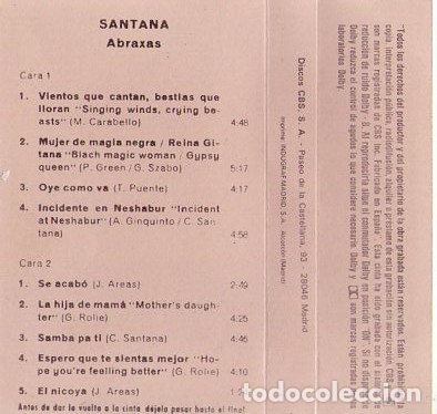 Casetes antiguos: CARLOS SANTANA **** ABRAXAS - Foto 2