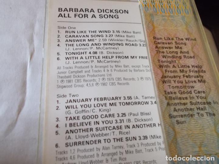Casetes antiguos: BARBARA DICKSON. ALL FOR A SONG. - Foto 2
