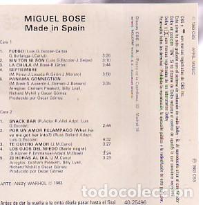 Casetes antiguos: Miguel Bos&eacute; - Made In Spain - Foto 2