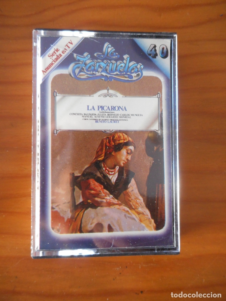 Casetes antiguos: Zarzuela. La picarona. Benito Lauret. Sello Zacosa. Casete -Cassette-.