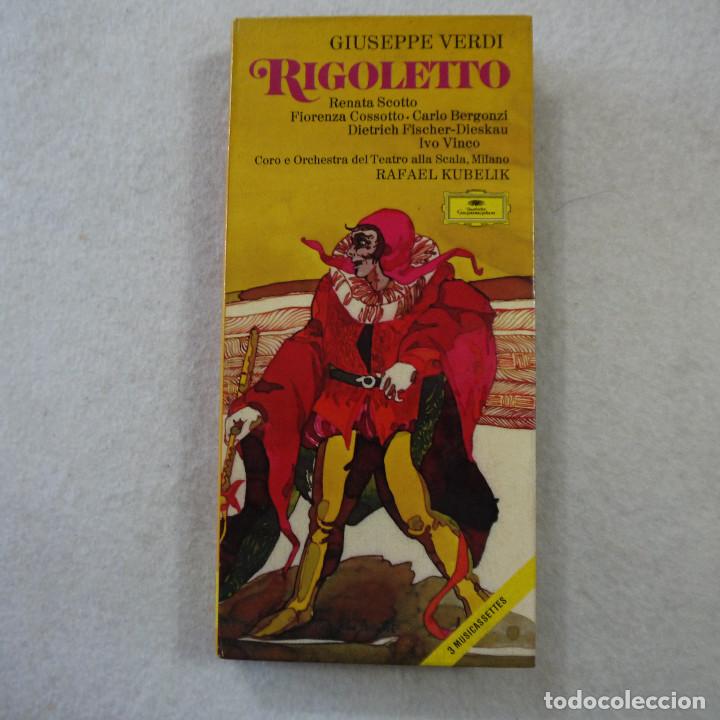 Casetes antiguos: GIUSEPPE VERDI - RIGOLETTO - CAJA CON LIBRETO+3 CASSETTES - Foto 1