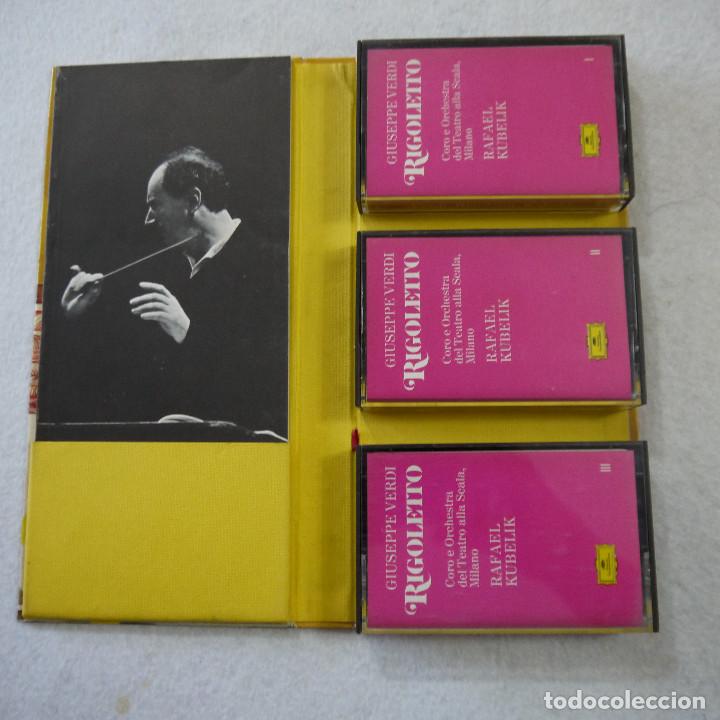 Casetes antiguos: GIUSEPPE VERDI - RIGOLETTO - CAJA CON LIBRETO+3 CASSETTES - Foto 2