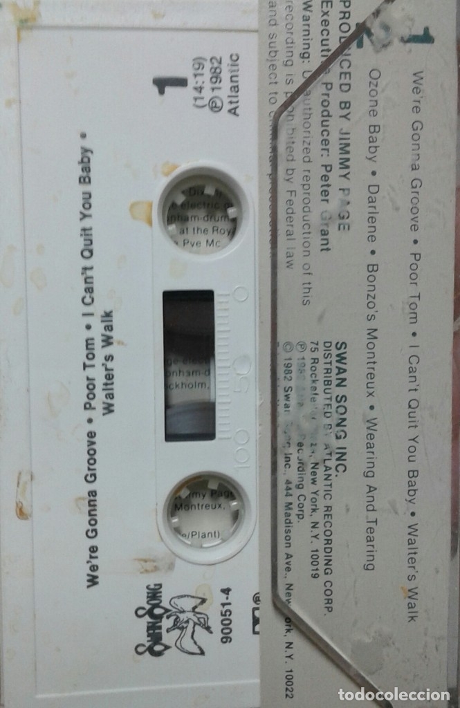 Casetes antiguos: Led Zeppelin - Coda - Swan -1982 - USA - Foto 2
