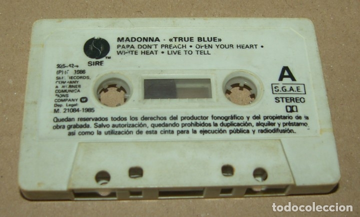 Casetes antiguos: MADONNA - TRUE BLUE - WEA SPAIN 1985 (CAJ-2) - Foto 1