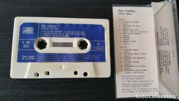 Casetes antiguos: PHIL COLLINS FACE VALUE Atlantic a&ntilde;o 1981 Casete - Foto 2