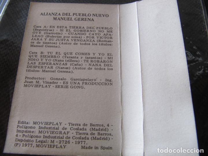 Casetes antiguos: Manuel Gerena. Alianza del pueblo nuevo - Foto 5