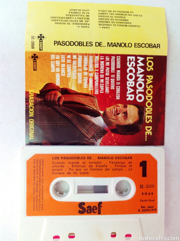 Casetes antiguos: Manolo Escobar cassette los pasodobles 1 - Foto 4