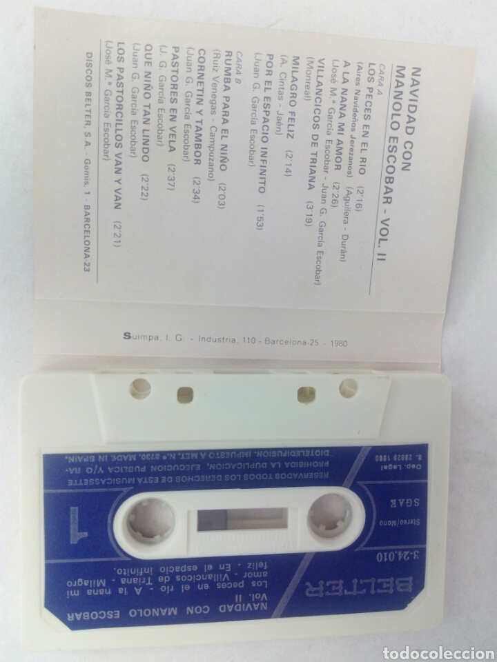 Casetes antiguos: Manolo Escobar cassette Navidad volumen 2 - Foto 3