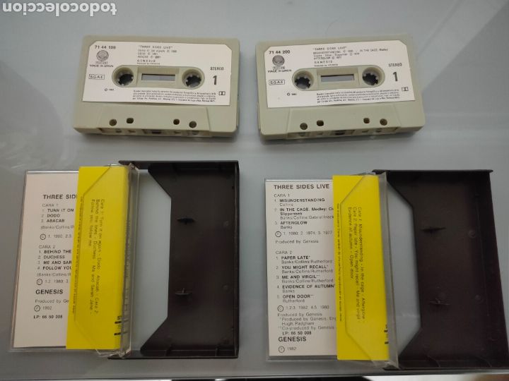 Casetes antiguos: 2x CASSETTE GENESIS THREE SIDES LIVE Vol. I y II - Foto 2