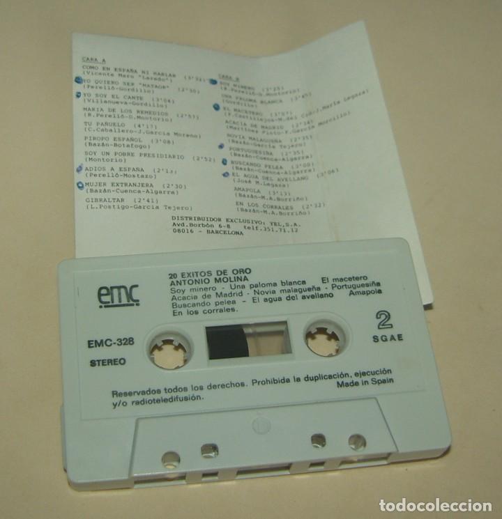 Casetes antiguos: ANTONIO MOLINA - 20 EXITOS DE ORO - (CAJ-4) - Foto 2
