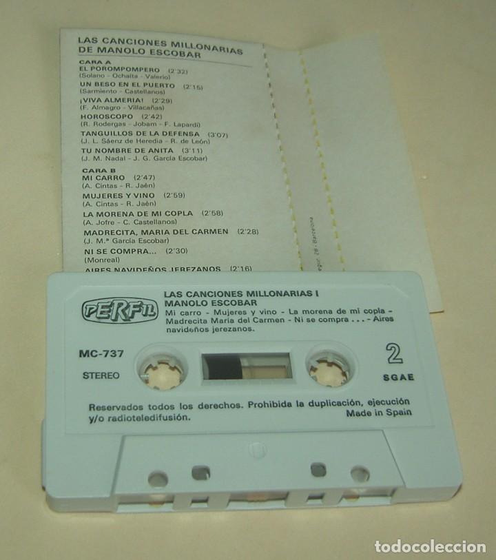 Casetes antiguos: MANOLO ESCOBAR - LAS CANCIONES MILLONARIAS - (CAJ-3) - Foto 2
