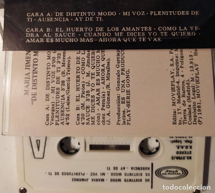 Casetes antiguos: MARIA JIMENEZ DE DISTINTO MODO - Foto 2