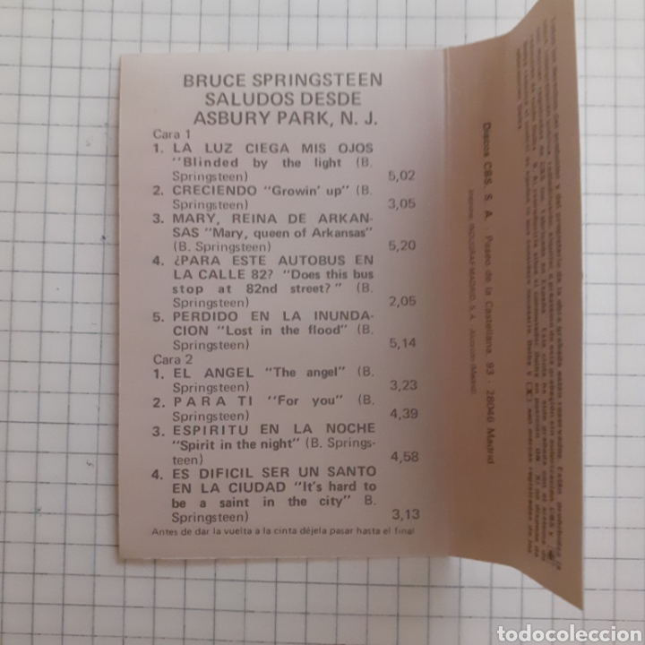 Casetes antiguos: Bruce Springsteen. Asbury Park. 1982 Espa&ntilde;a. - Foto 3
