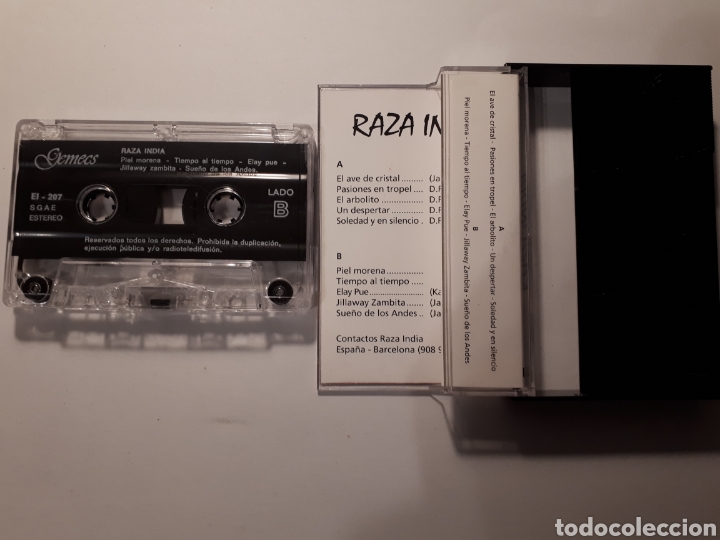 Casetes antiguos: RAZA INDIA. CINTA DE CASSETTE USADA - Foto 3