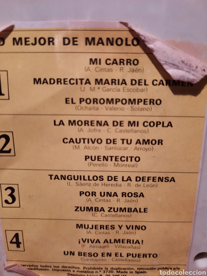 Casetes antiguos: Manolo Escobar 8 Pistas - Foto 2