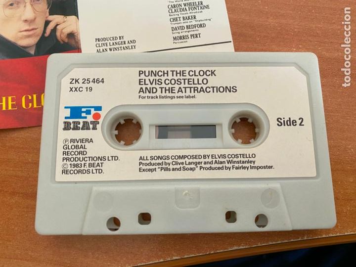 Casetes antiguos: ELVIS COSTELLO (PUNCH THE CLOCK) CASSETTE (CAI2) - Foto 2