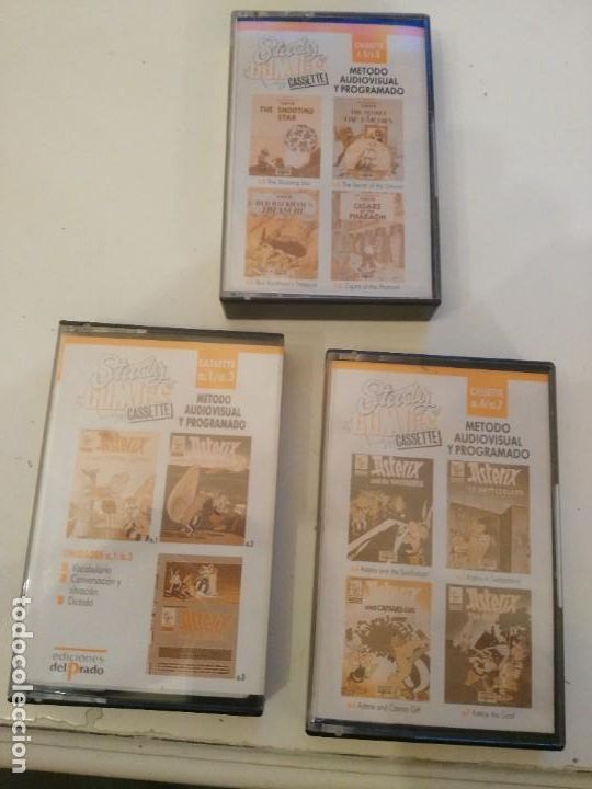 Casetes antiguos: 7 cassettes Asterix - tintin y otros - Study Comics 1989 Ediciones del Prado - Foto 3