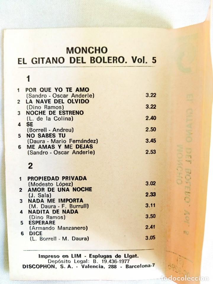 Casetes antiguos: 1977 - MONCHO - EL GITANO DEL BOLERO - CASETE - Foto 2