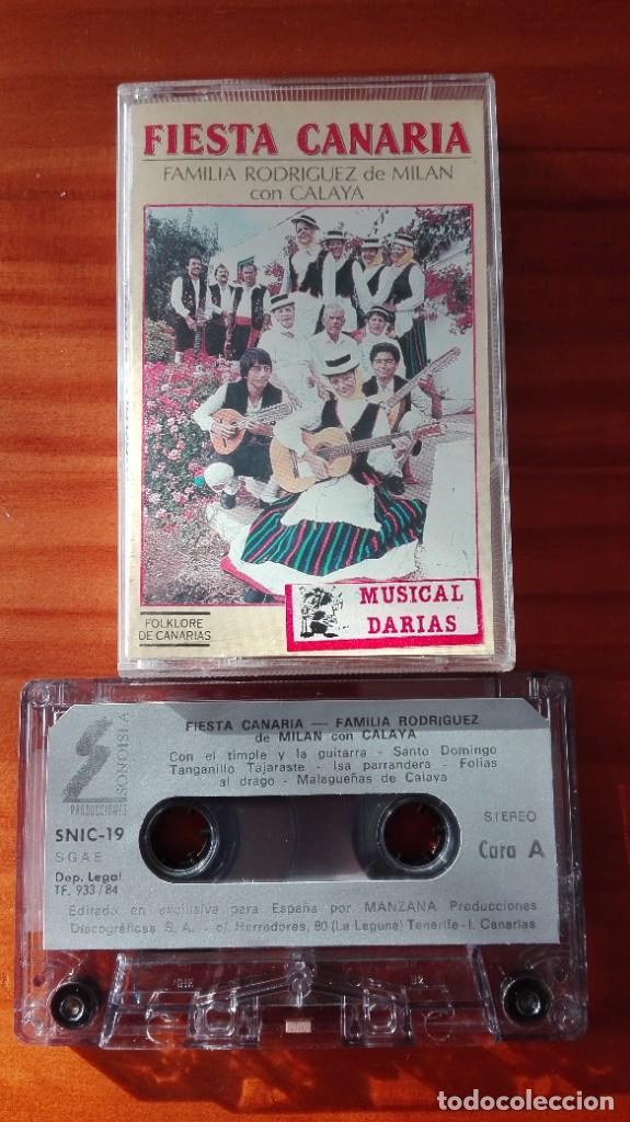 Casetes antiguos: Fiesta canaria cassette Familia Rodr&iacute;guez de Milan con Calaya Musical Darias 1984