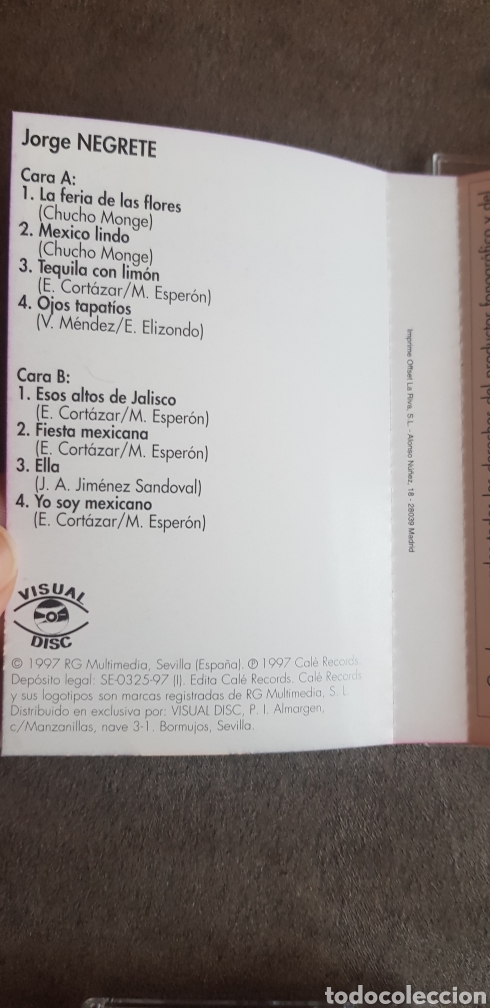 Casetes antiguos: Casete JORGE NEGRETE, 1997 - Foto 3