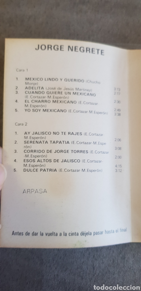 Casetes antiguos: Casete JORGE NEGRETE, 1981 - Foto 3
