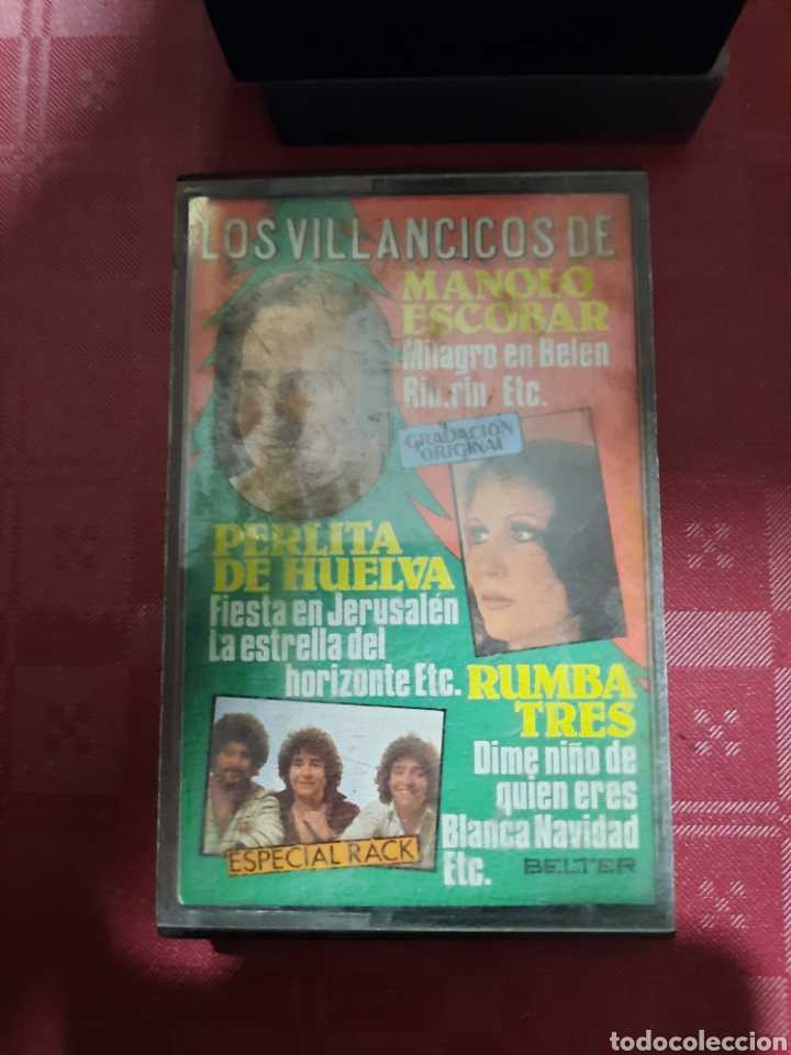 Casetes antiguos: Los villancicos de Manolo Escobar Perlita de Huelva y Rumba Tres Casete