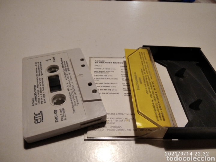 Casetes antiguos: Cinta casette Adamo &eacute;xitos - Foto 3