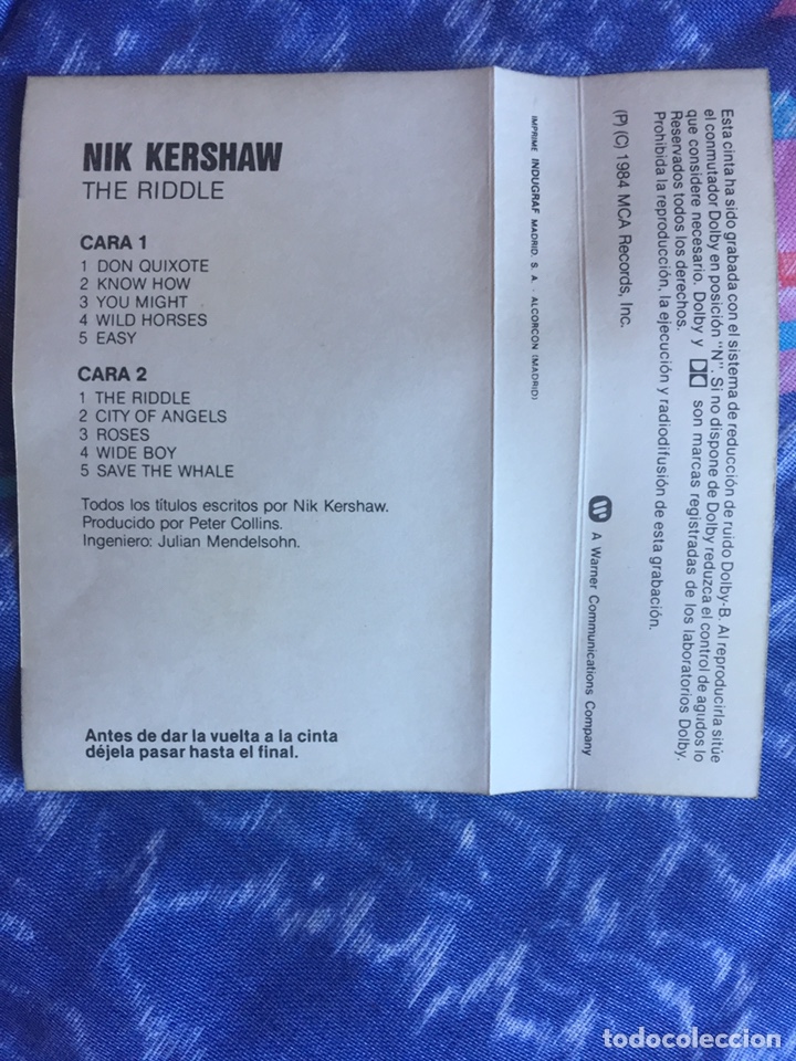 Casetes antiguos: Nik kershaw the riddle ( casete ) - Foto 6