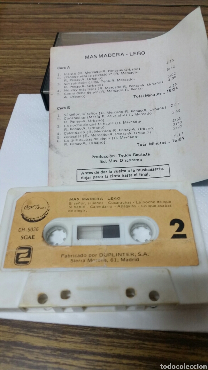Casetes antiguos: LE&Ntilde;O M&Aacute;S MADERA Chapa Discos 1983 - Foto 6
