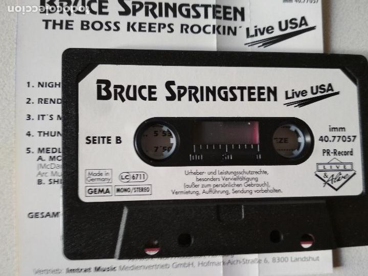 Casetes antiguos: BRUCE SPRINGSTEEN, LIVE USA PR RECORD GERMANY - Foto 3