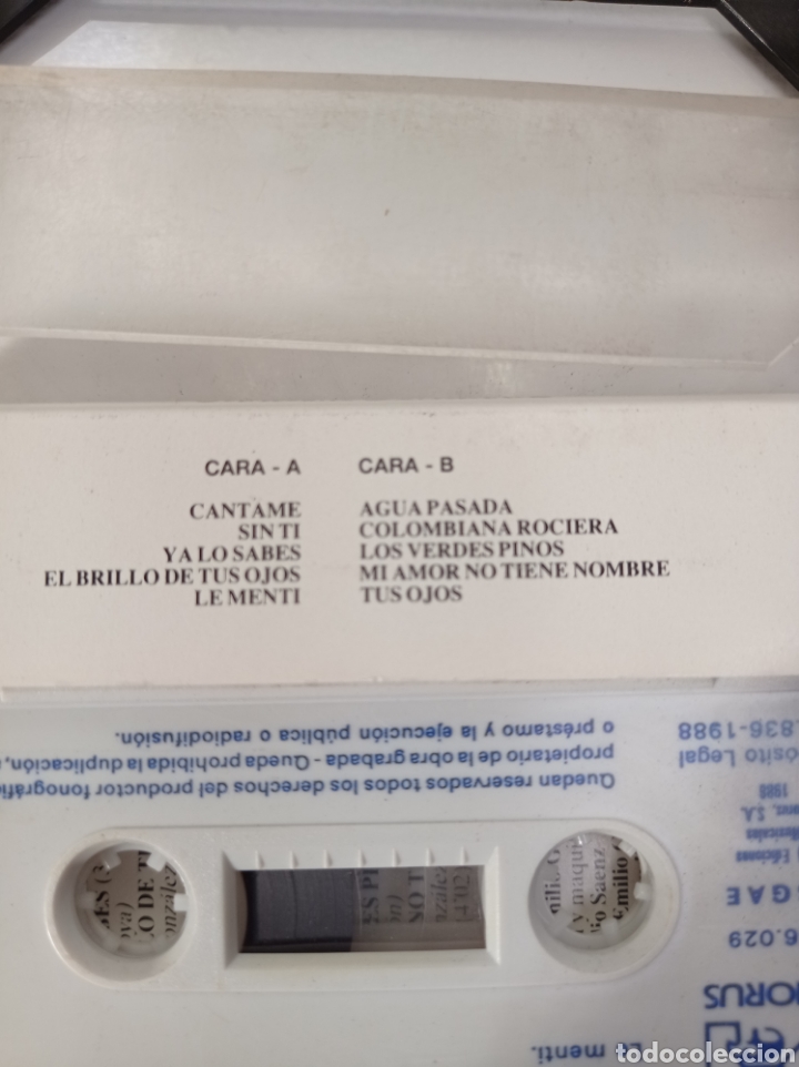 Casetes antiguos: LOTE 3 CASSETTE MAR&Iacute;A DEL MONTE - Foto 4
