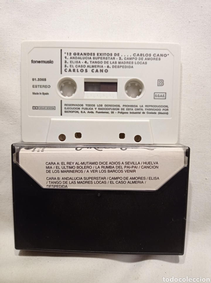 Casetes antiguos: CASSETTE 12 GRANDES &Eacute;XITOS DE CARLOS CANO VOL 2 - Foto 2