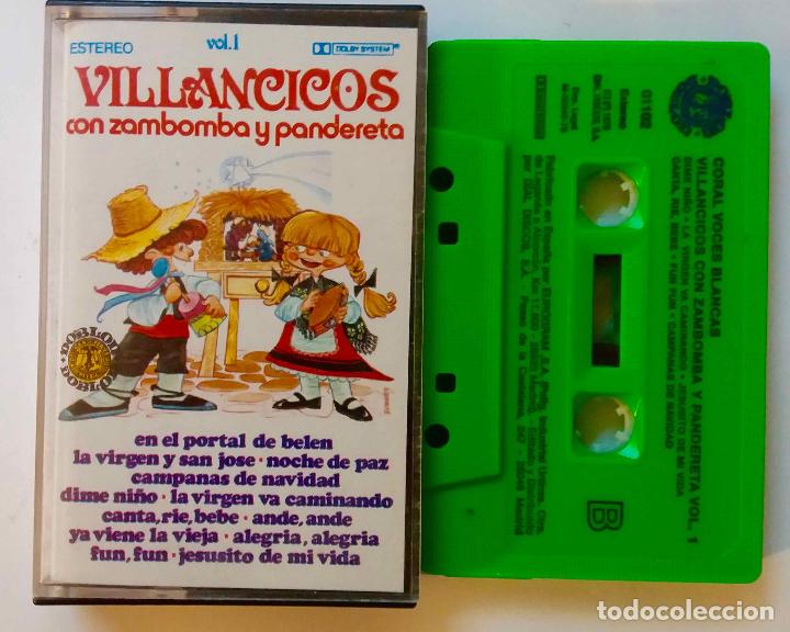 Casetes antiguos: VILLANCICOS CON ZAMBOMBA Y PANDERETA, CORAL DE VOCES BLANCAS. CASETE