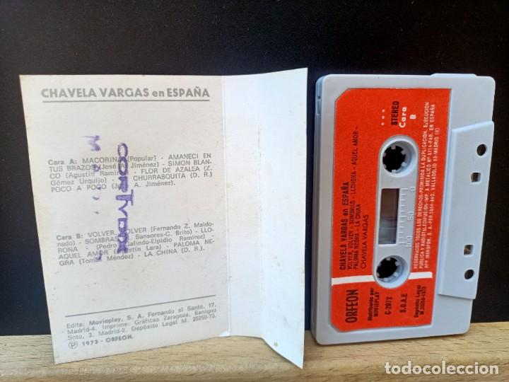 Casetes antiguos: CHAVELA VARGAS EN ESPA&Ntilde;A 12 TEMAS ORFEON 1973 - Foto 3