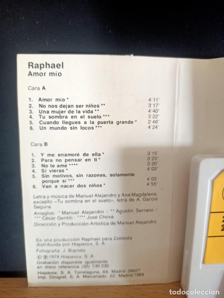 Casetes antiguos: RAPHAEL AMOR M&Iacute;O 12 TEMAS HISPAVOX 1974 - Foto 5