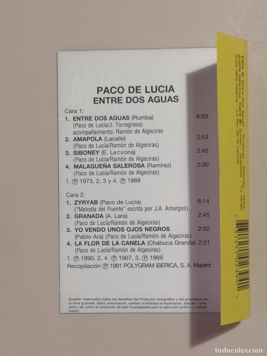 Casetes antiguos: PACO DE LUCIA - ENTRE DOS AGUAS ( versi&oacute;n original ) - Foto 3