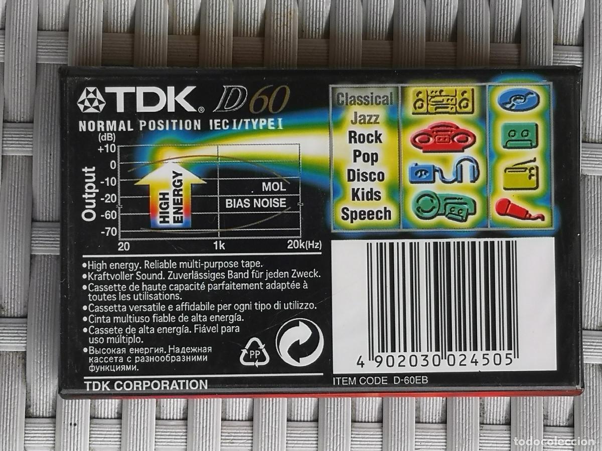 Casetes antiguos: CINTA CASETTE TDK D60 NUEVA PRECINTADA - Foto 2